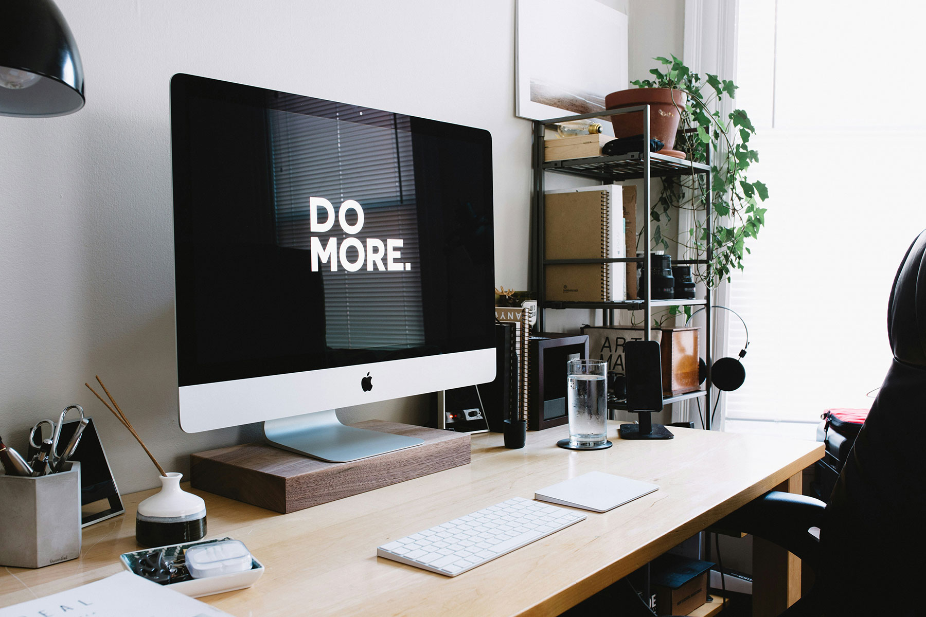 Getting tasks done: Computer screen shows the sentence: "Do More"